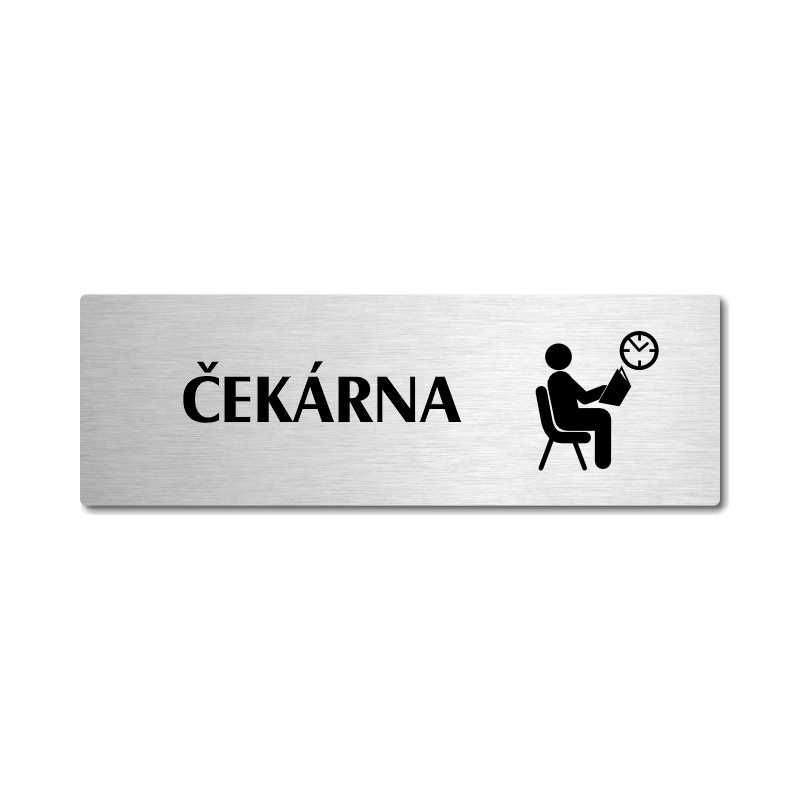 Čekárna, stříbrná popiska na dveře